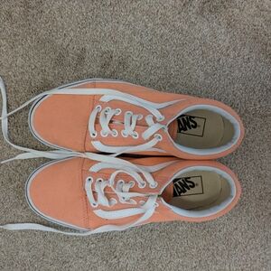 Vans Coral and White Sneakers Size 8